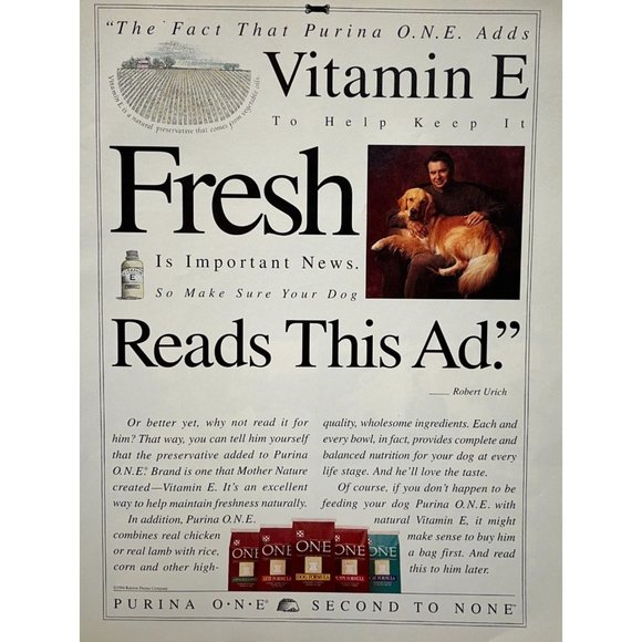 Purina One Dog Food Print Ad Vintage 1994 Pet Nutrition Second to None - Picture 6 of 6